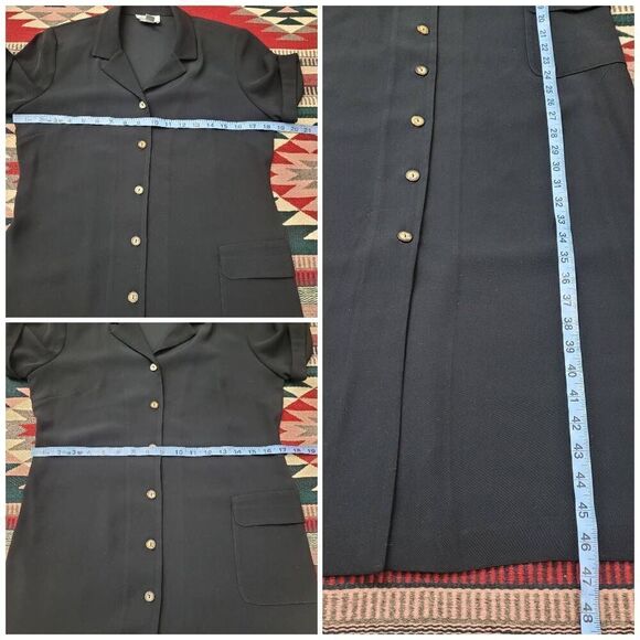 Vintage Talbots Petites Black Button Front Polo Maxi Dress Sz 8 Cargo Made USA - Picture 8 of 8